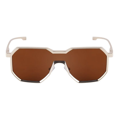 Punk style one piece large frame polygonal trendy sunglasses