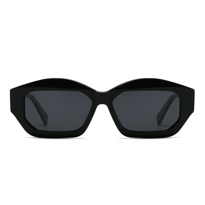 Vintage patchwork acetate polygonal cat-eye sunglasses