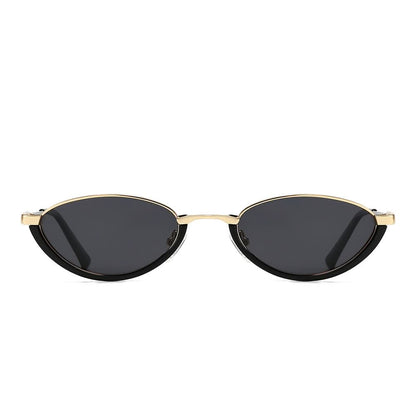 Dollger Semi-Rimless Oval Black Frame Sunglasses