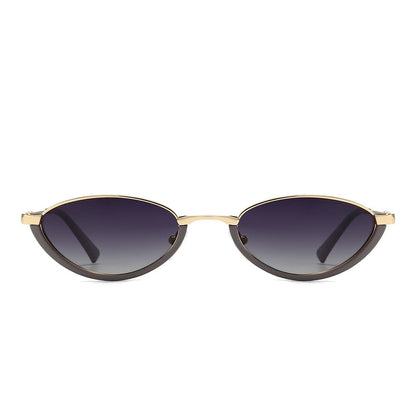 Dollger Semi-Rimless Oval Black Frame Sunglasses