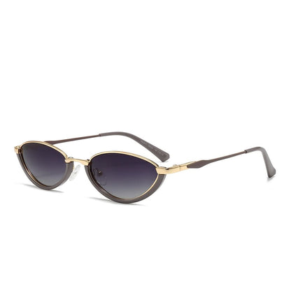 Dollger Semi-Rimless Oval Black Frame Sunglasses